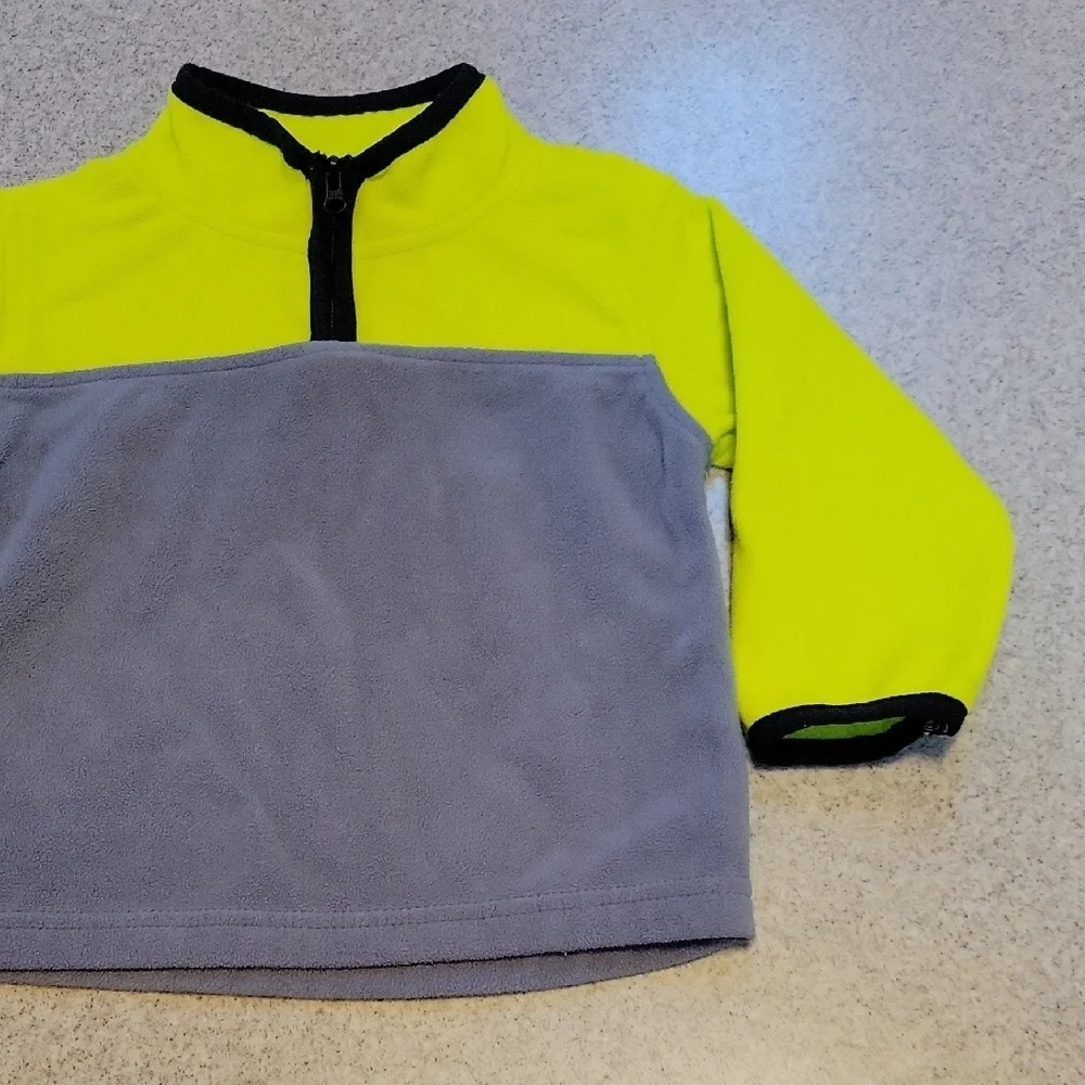 OshKosh B'gosh Neon Yellow and Gray Fleece Sweater Size 18 Months